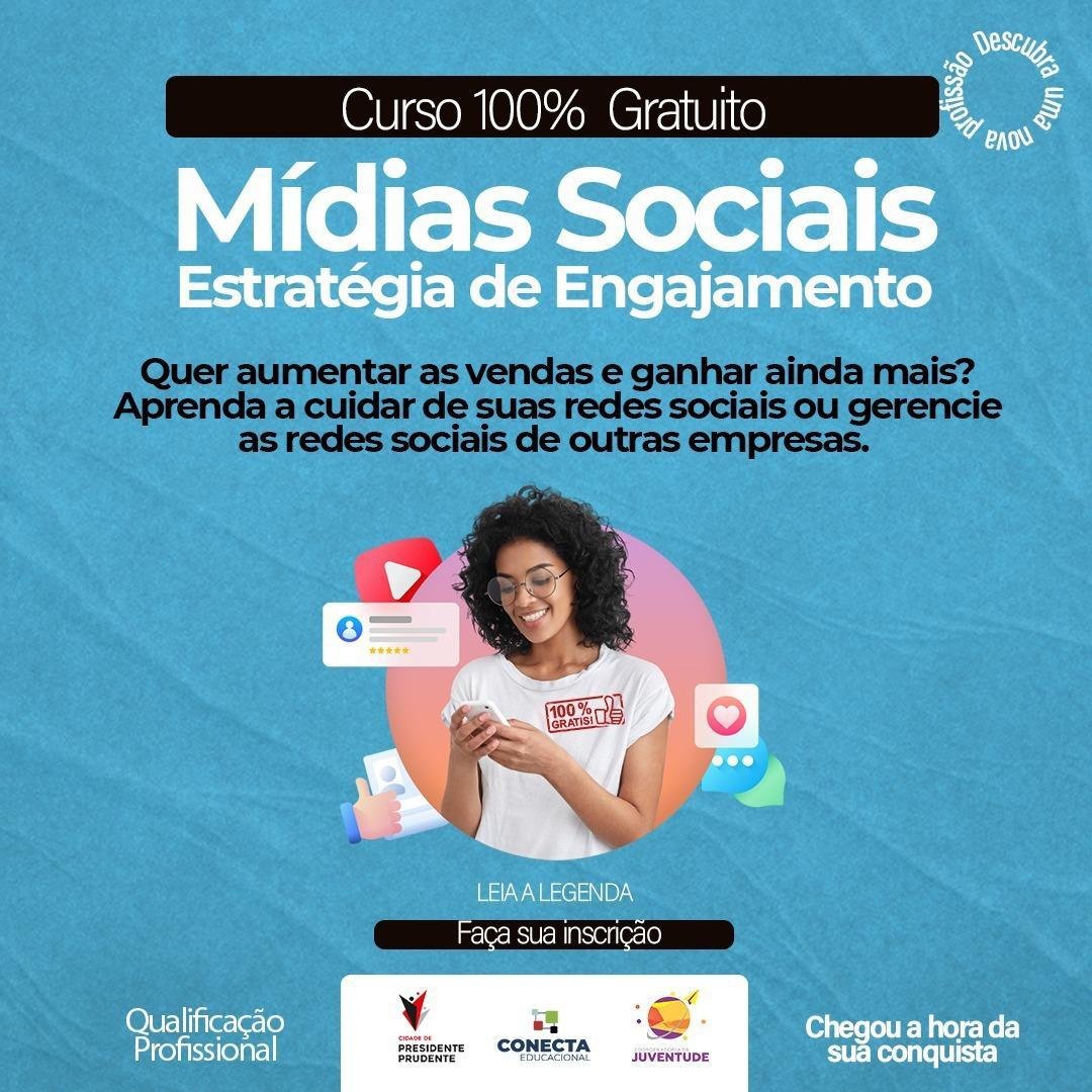 Juventude em parceria com a Conecta Educacional, abre inscrições para o cursos de Mídias Sociais em Estratégias de Engajamento foto