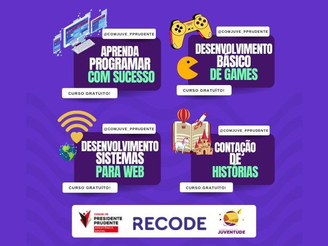 Coordenadoria da Juventude em parceria com a Plataforma RECODE abre inscrição para cursos on-line foto
